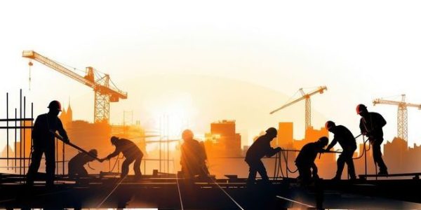 Construction silhouette sunset worker.